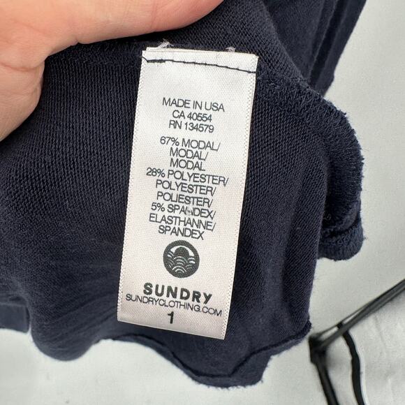 SUNDRY Weekend Hooded Navy Sweater // S - Picture 7 of 9